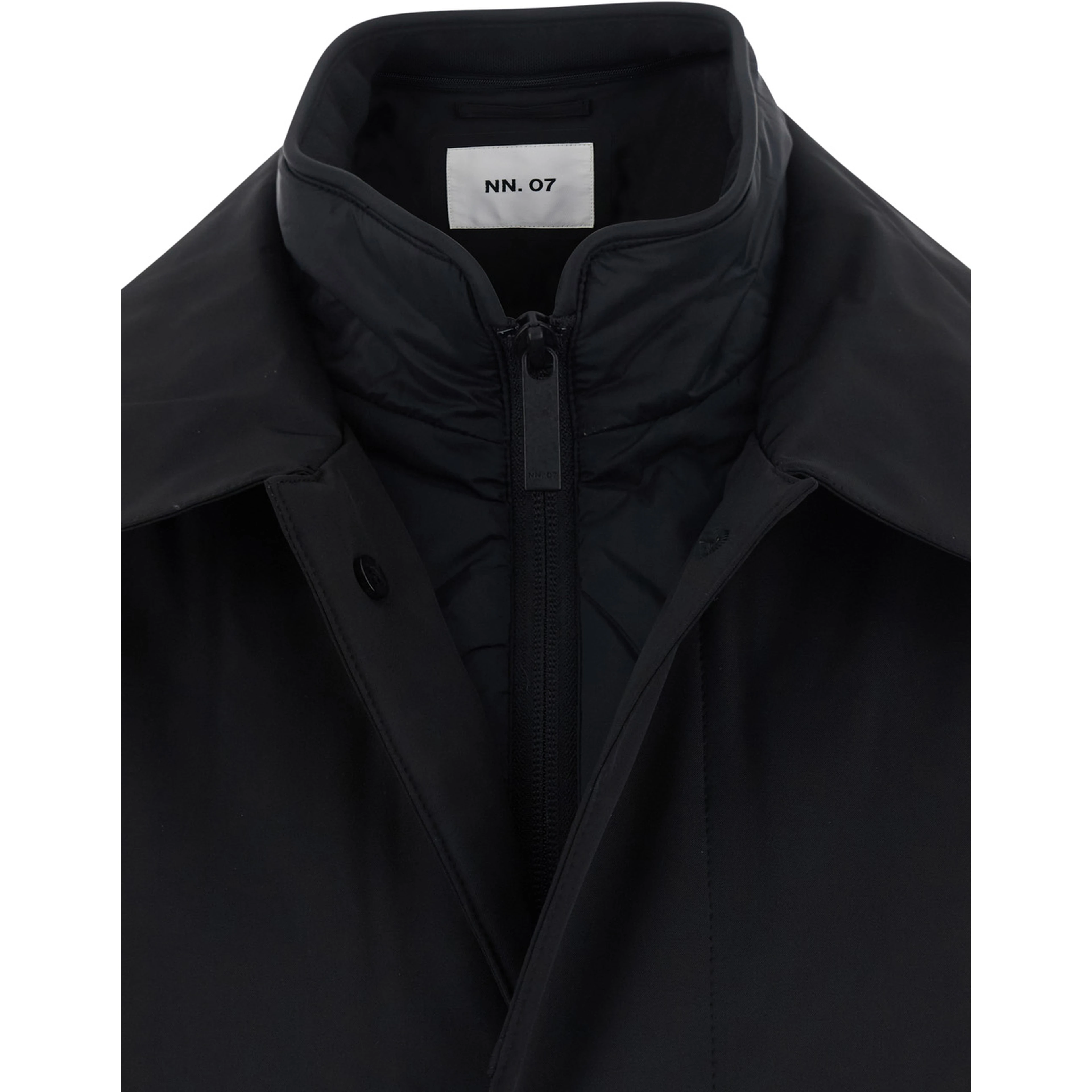 Black Nylon Jacket with Front Zip and Side Pockets for Men