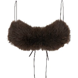 ANORA BRALETTE is a top with thin straps and a V-neck in brown Tech Fabric for women