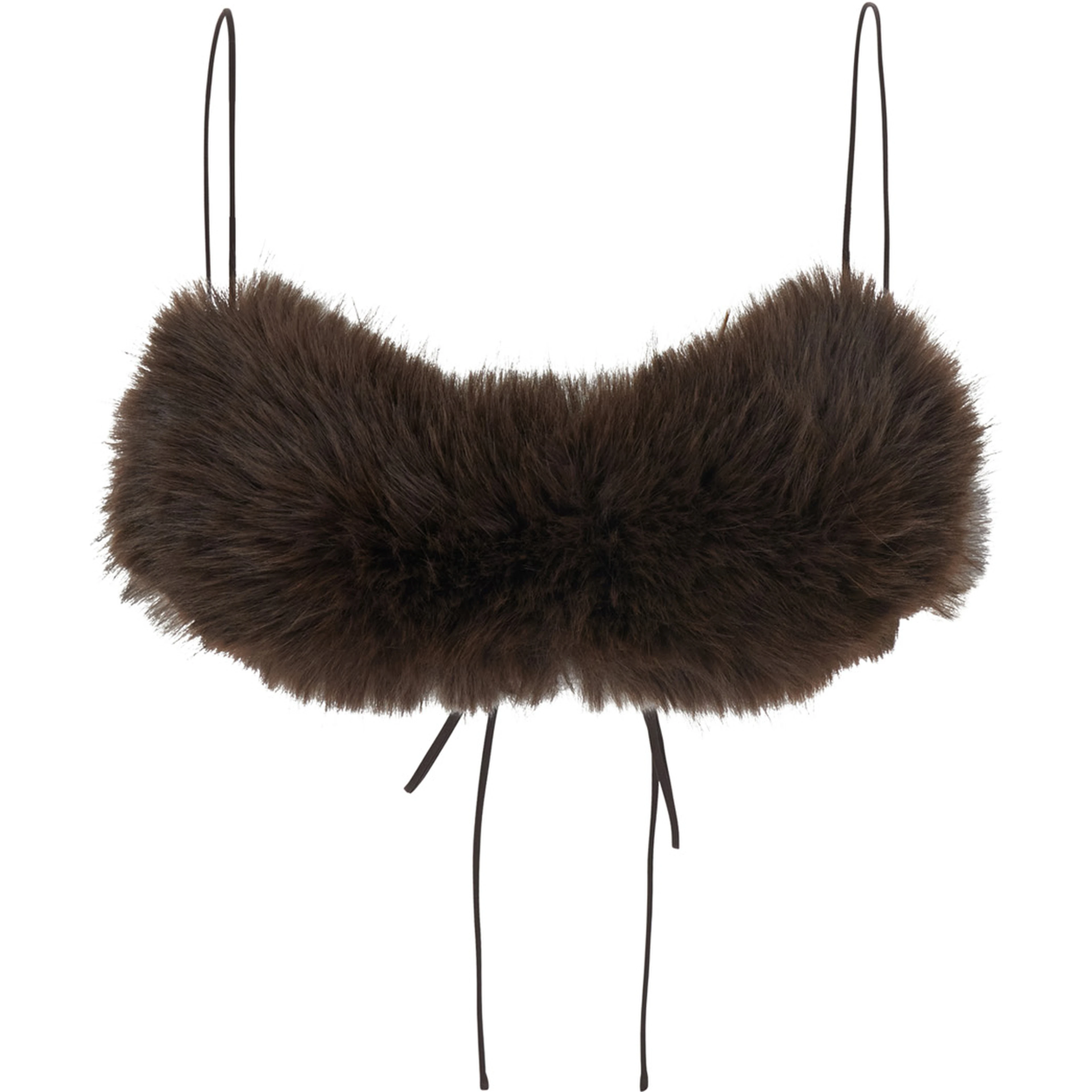 ANORA BRALETTE is a top with thin straps and a V-neck in brown Tech Fabric for women