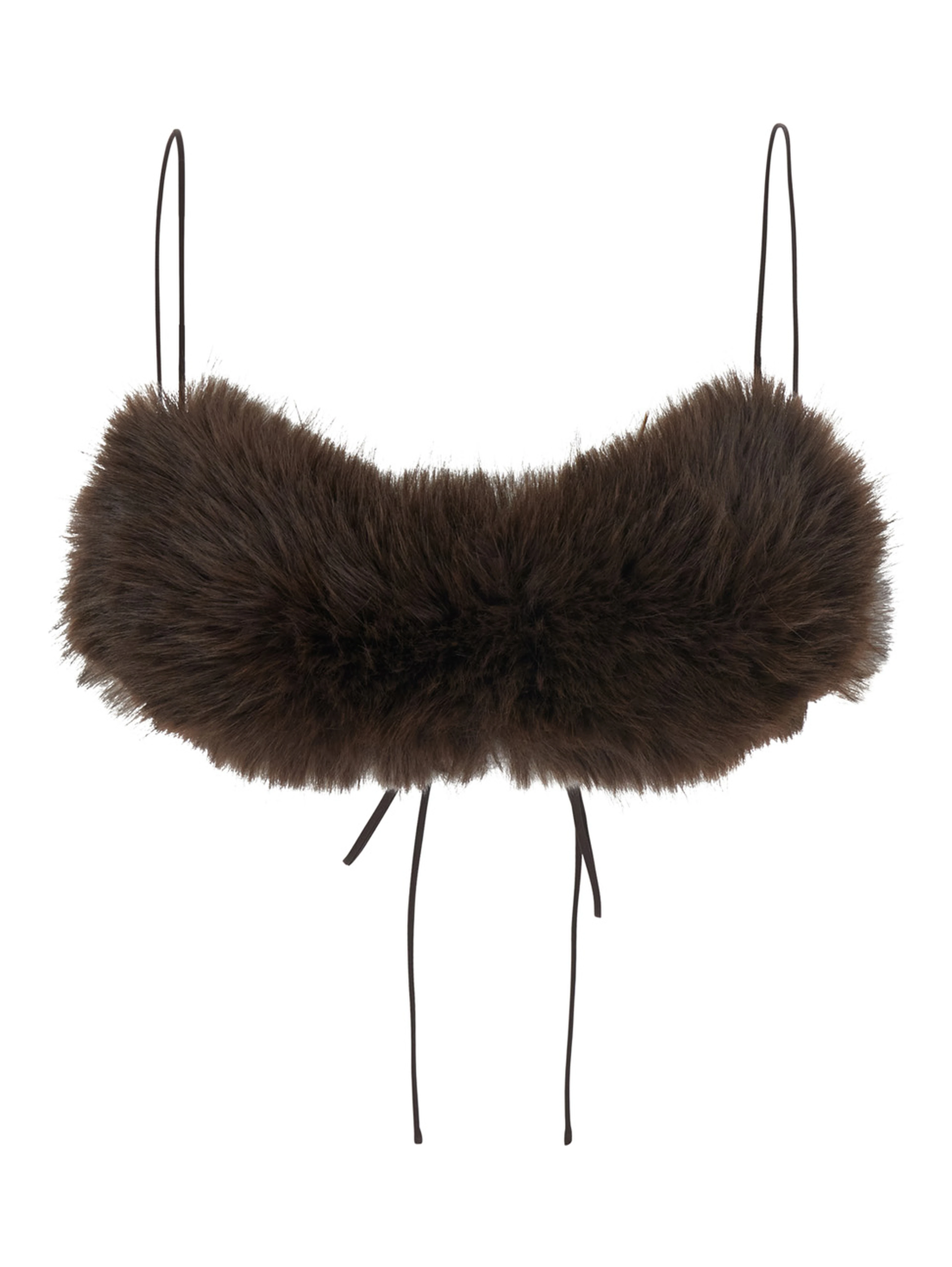 ANORA BRALETTE is a top with thin straps and a V-neck in brown Tech Fabric for women