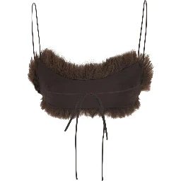 ANORA BRALETTE is a top with thin straps and a V-neck in brown Tech Fabric for women
