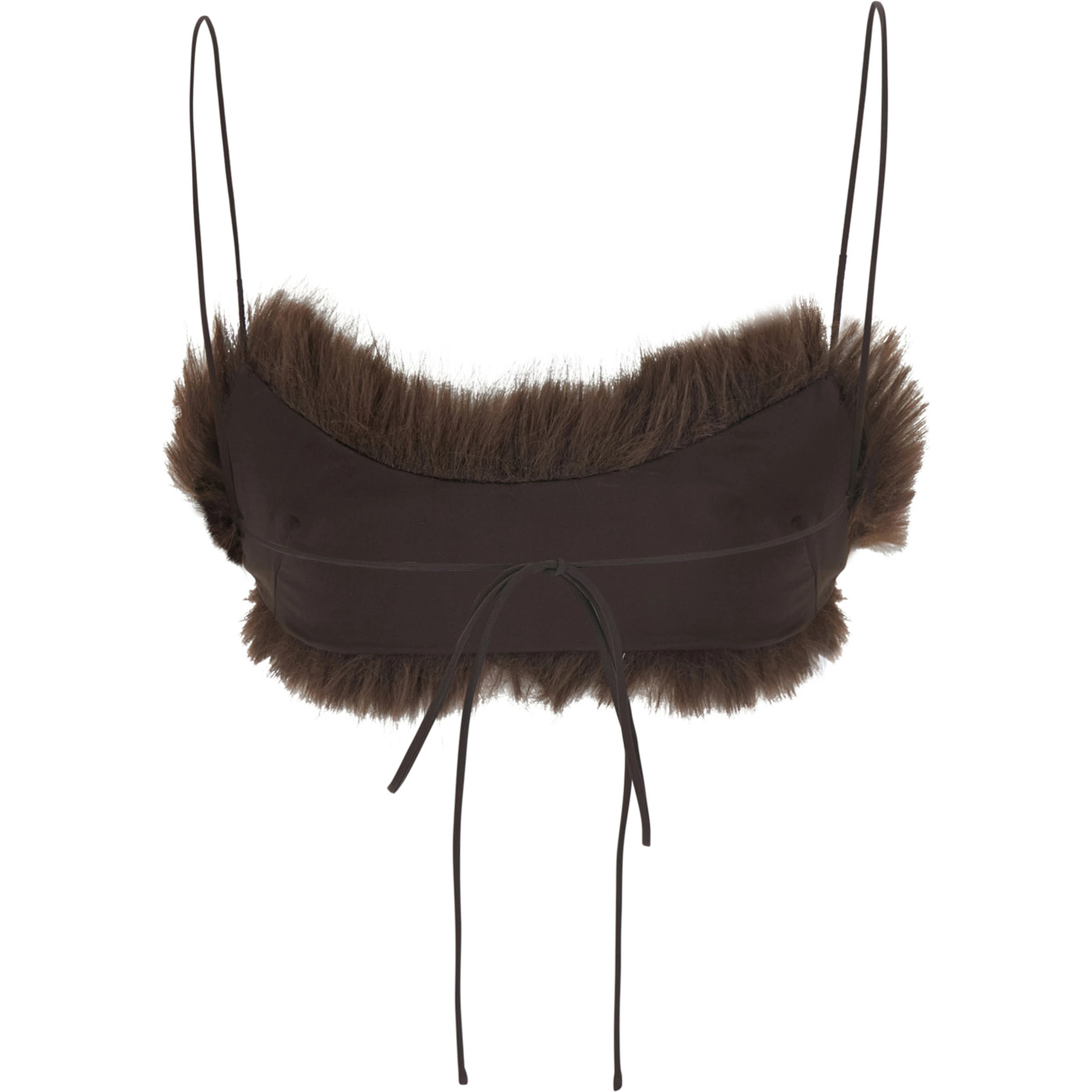 ANORA BRALETTE is a top with thin straps and a V-neck in brown Tech Fabric for women