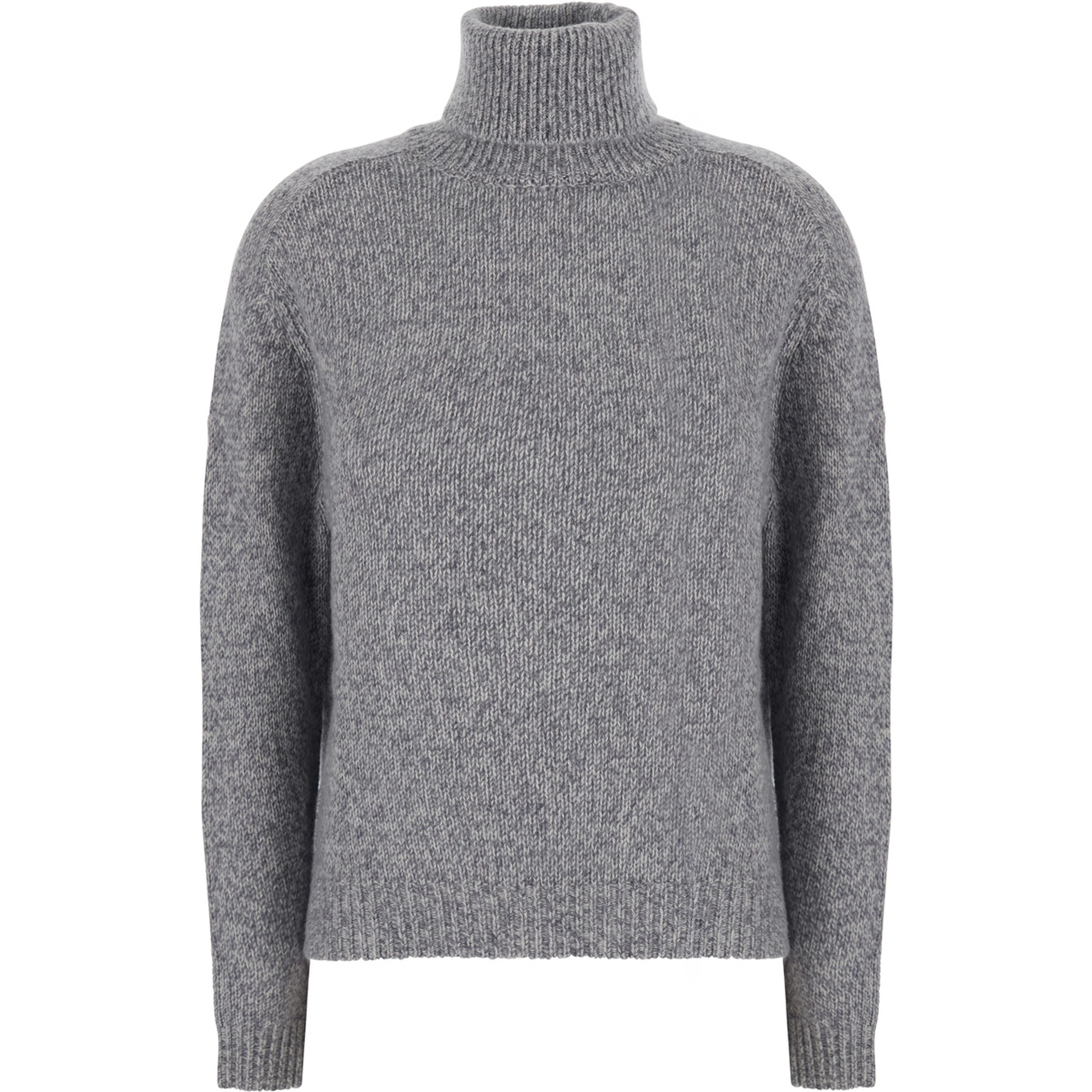 HIGH NECK PULL with high collar and long sleeves in gray fabric for women