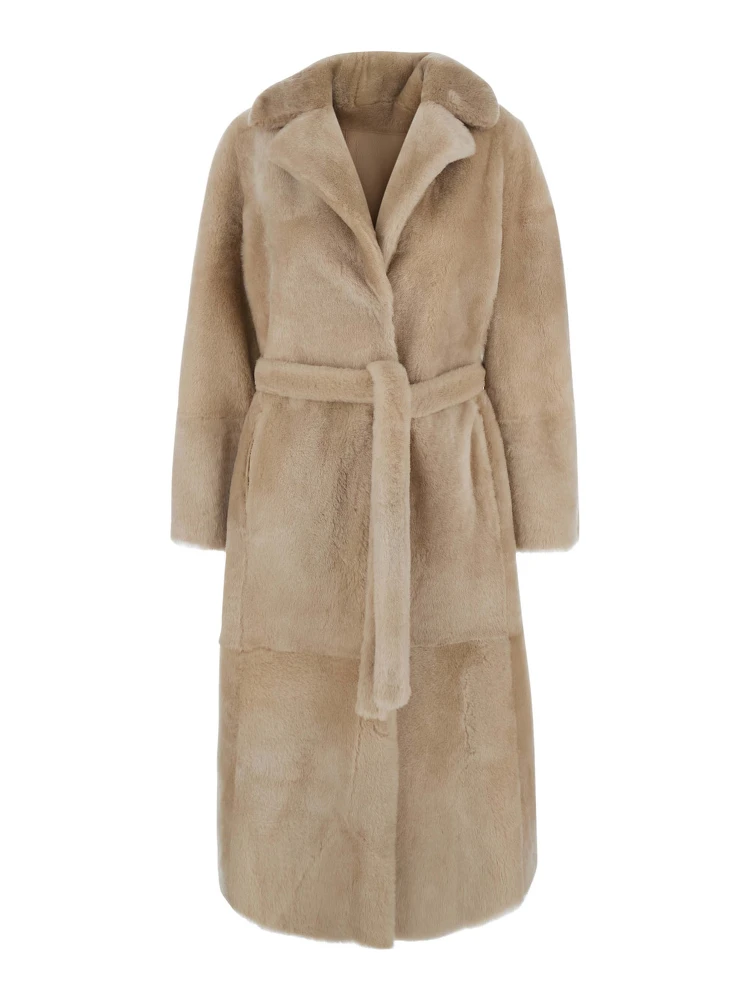 Coat 120cm with shirt collar and front closure women pink