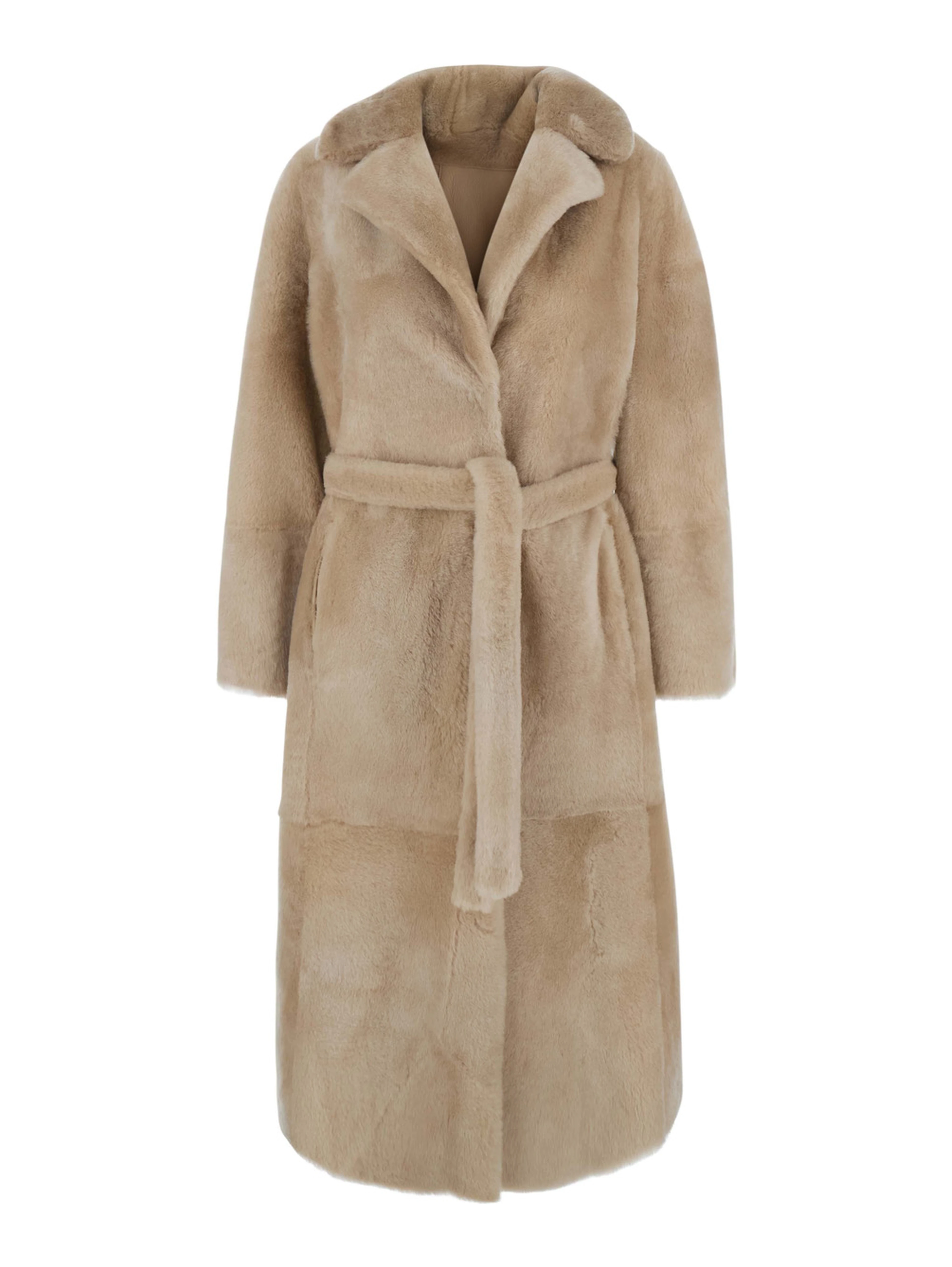 Coat 120cm with shirt collar and front closure women pink