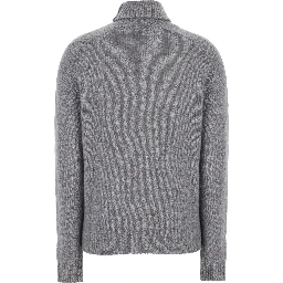 HIGH NECK PULL with high collar and long sleeves in gray fabric for women