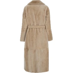 Coat 120cm with shirt collar and front closure women pink