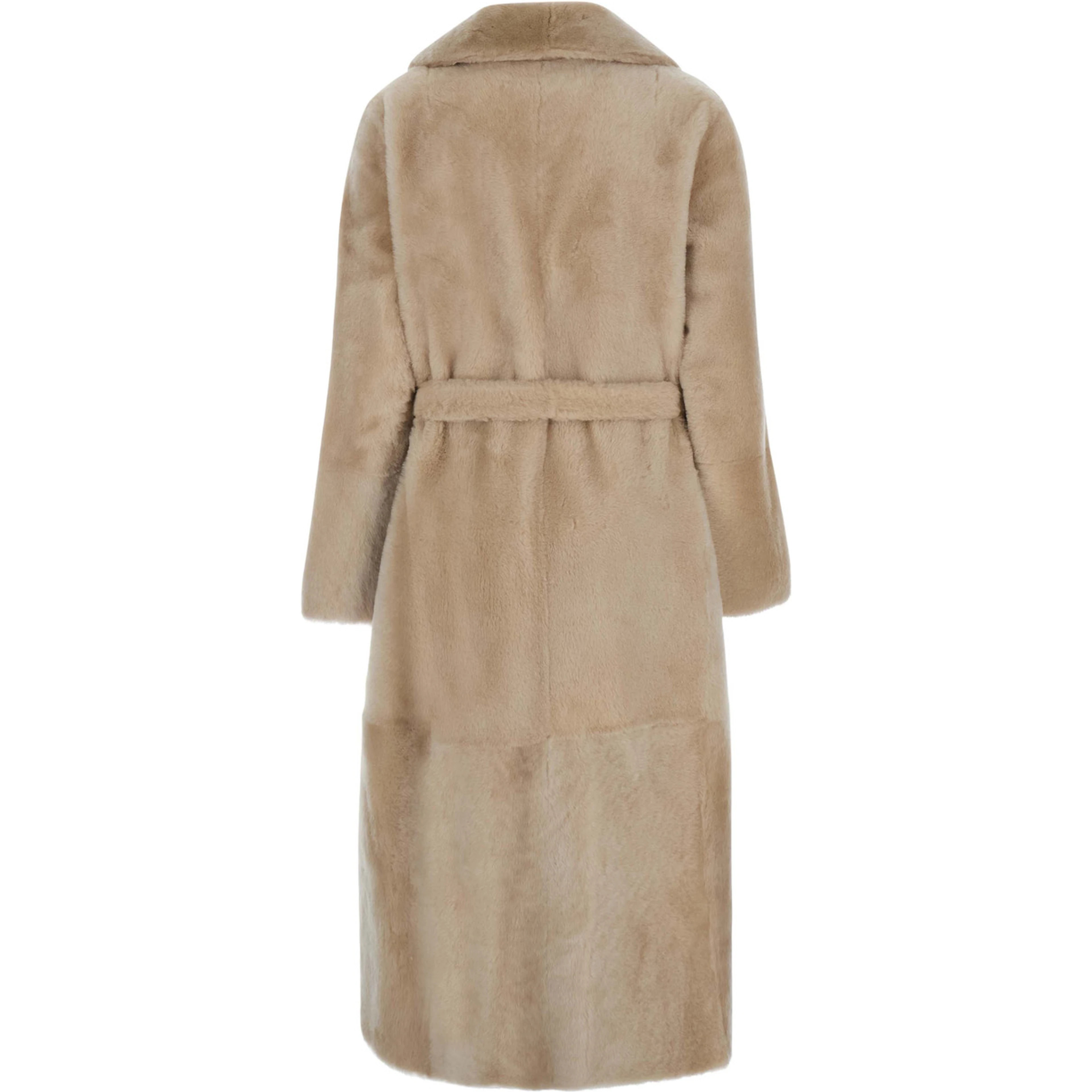 Coat 120cm with shirt collar and front closure women pink