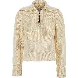 MW WOOL ENGLISH RIB KNT SWEATER WITH HALF ZIP