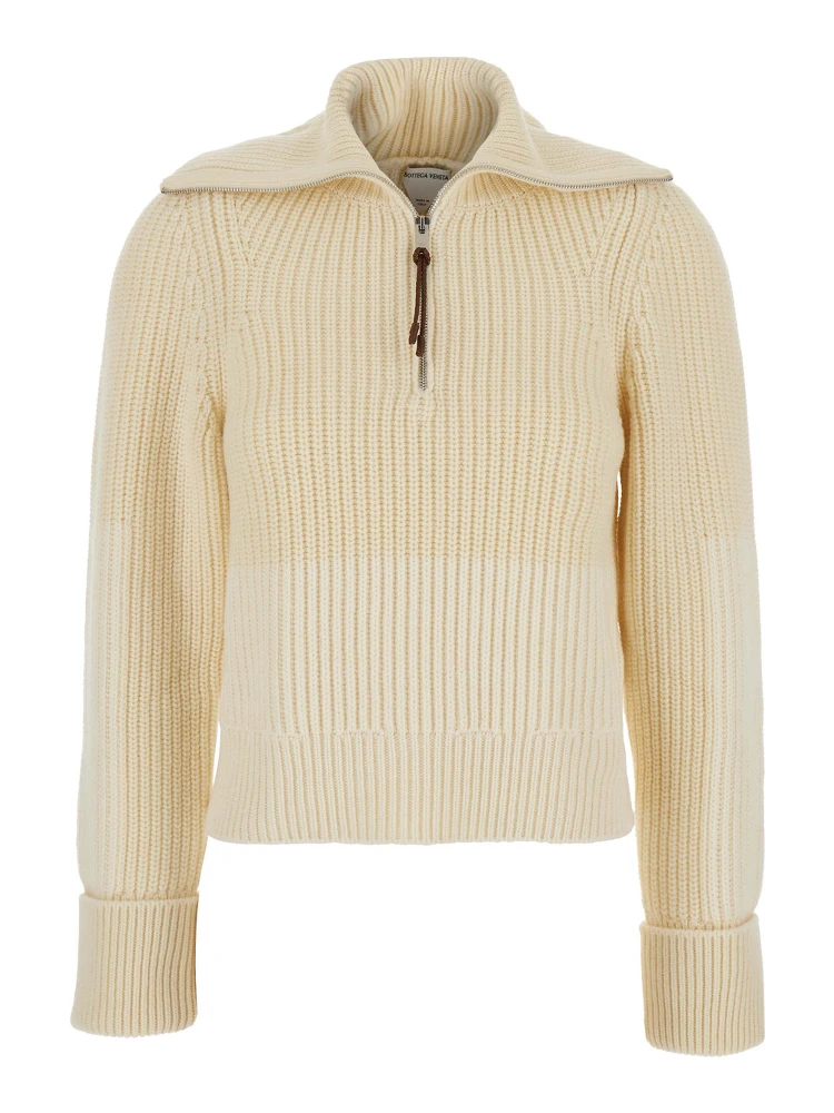 MW WOOL ENGLISH RIB KNT SWEATER WITH HALF ZIP