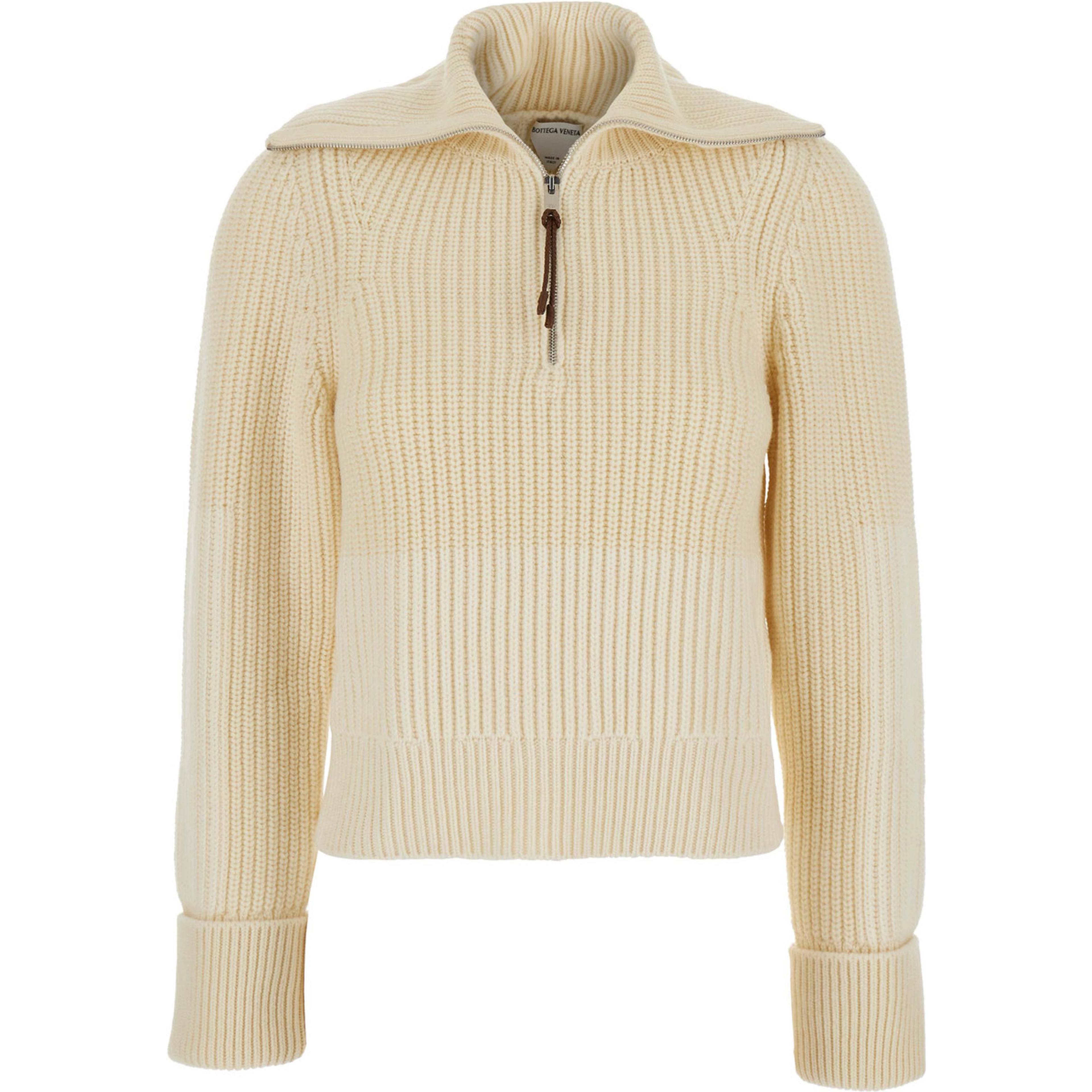 MW WOOL ENGLISH RIB KNT SWEATER WITH HALF ZIP