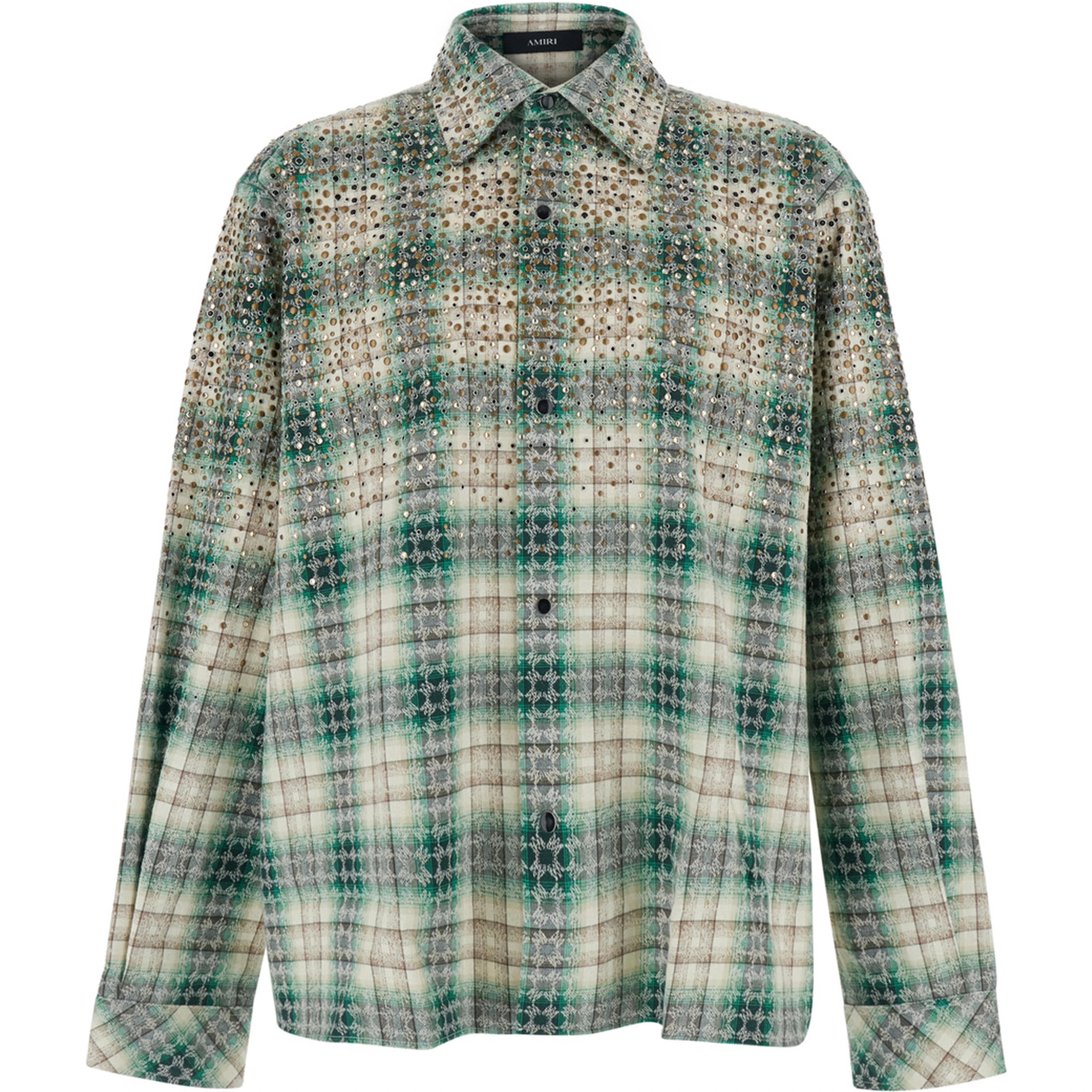 Flannel Shirt with Patch and Logo in Green Unisex