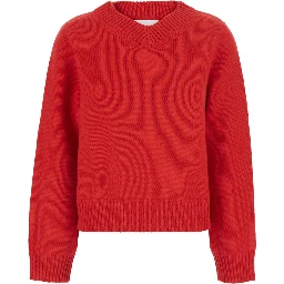 Chunky V NECK Sweater with long sleeves in white cashmere for women