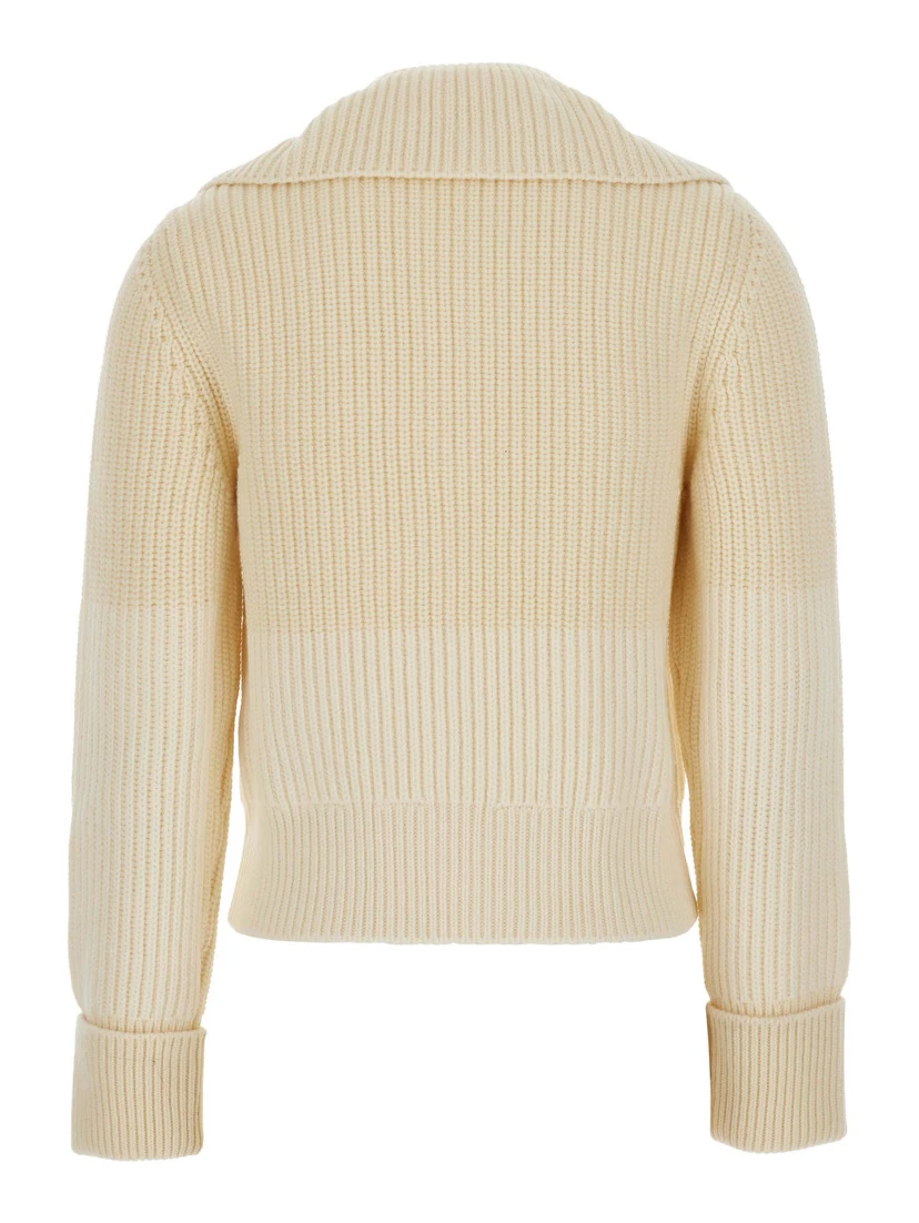 MW WOOL ENGLISH RIB KNT SWEATER WITH HALF ZIP