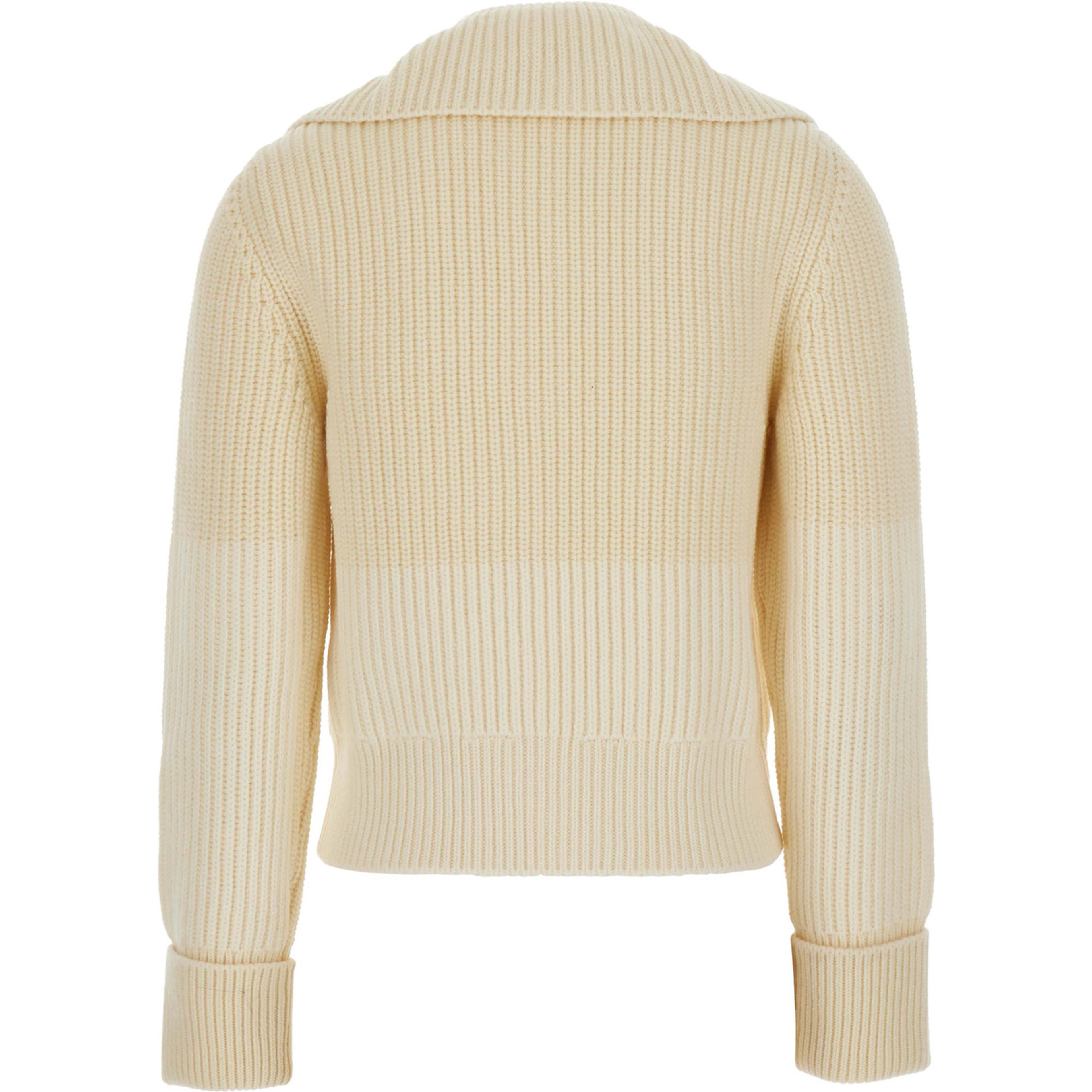 MW WOOL ENGLISH RIB KNT SWEATER WITH HALF ZIP