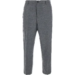 Brushed Wool Pants with pockets and gray hems men