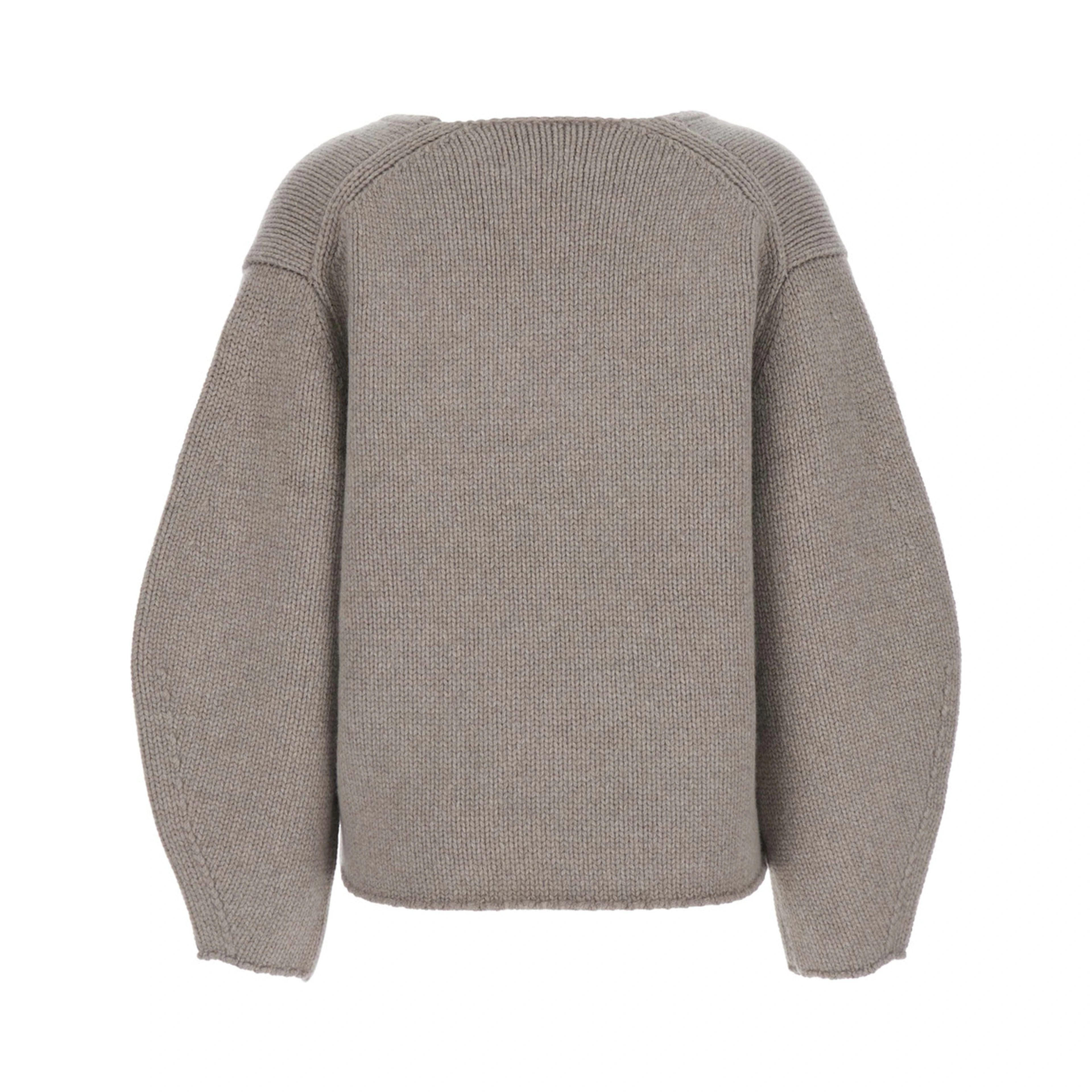 PULLOVER PUFF SLEEVES V NECK with puff sleeves and V-neck in cashmere Gray women