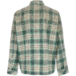 Flannel Shirt with Patch and Logo in Green Unisex