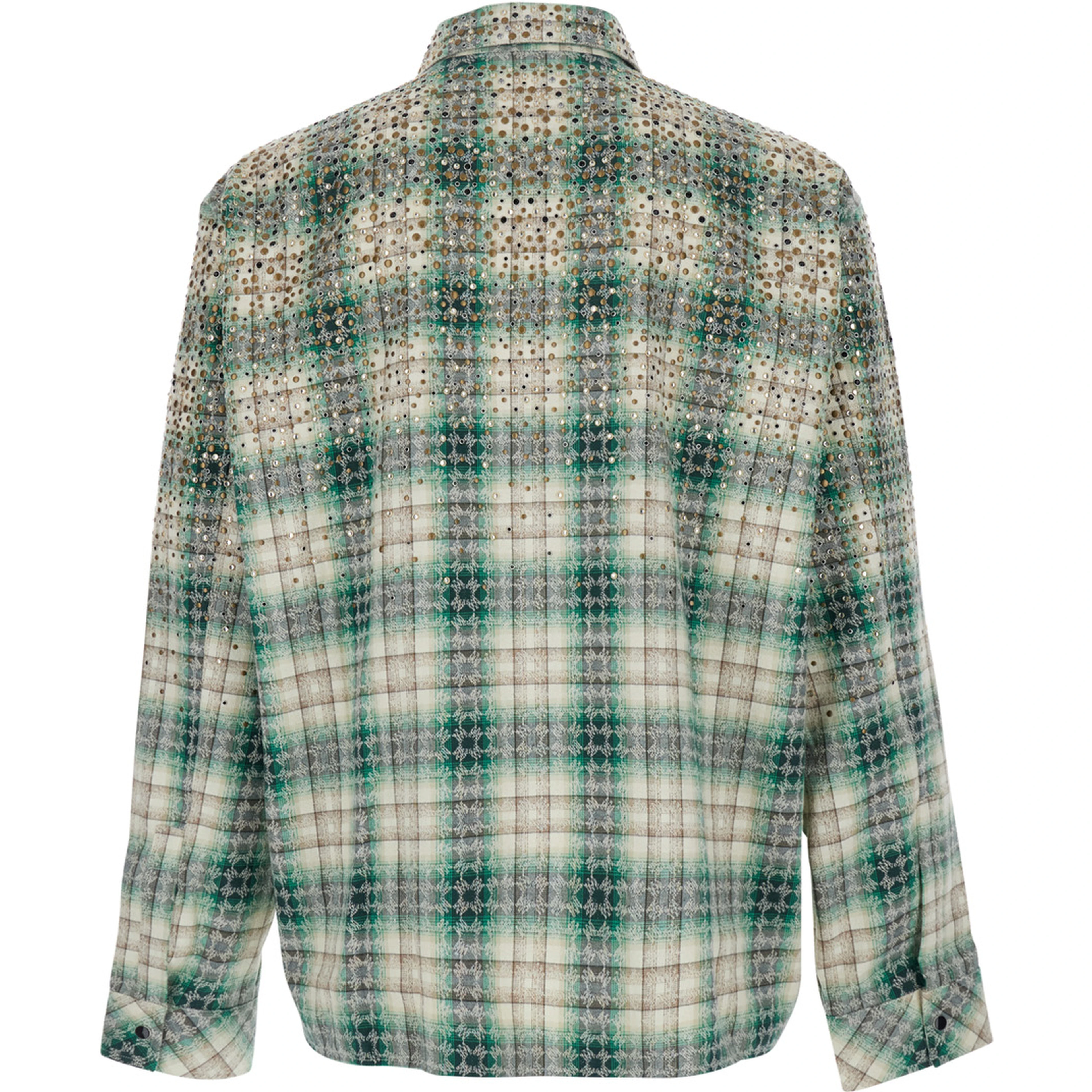 Flannel Shirt with Patch and Logo in Green Unisex