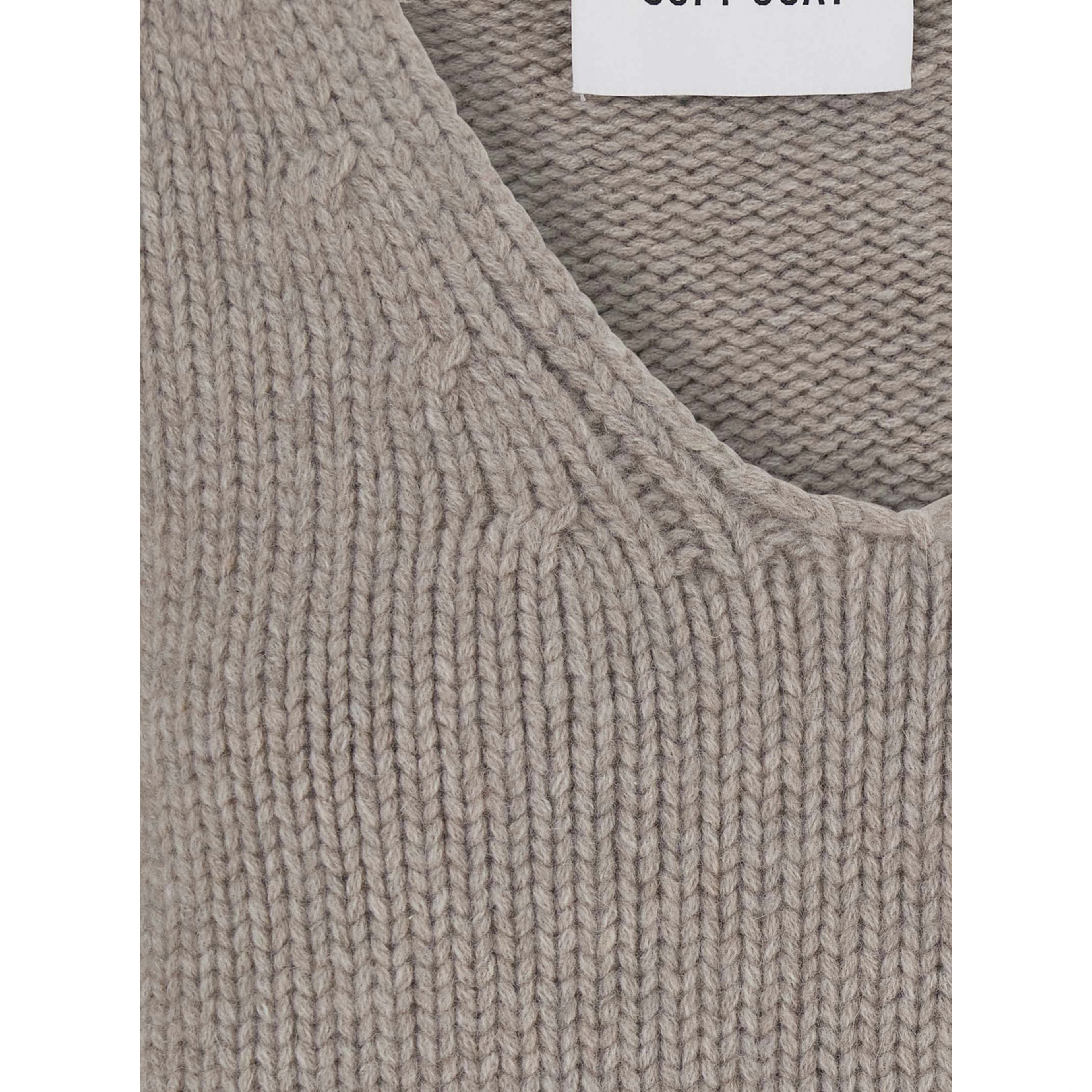 PULLOVER PUFF SLEEVES V NECK with puff sleeves and V-neck in cashmere Gray women