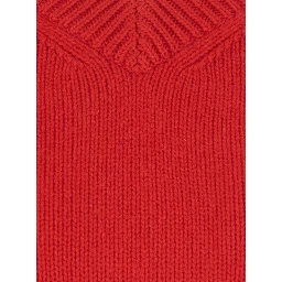 Chunky V NECK Sweater with long sleeves in white cashmere for women
