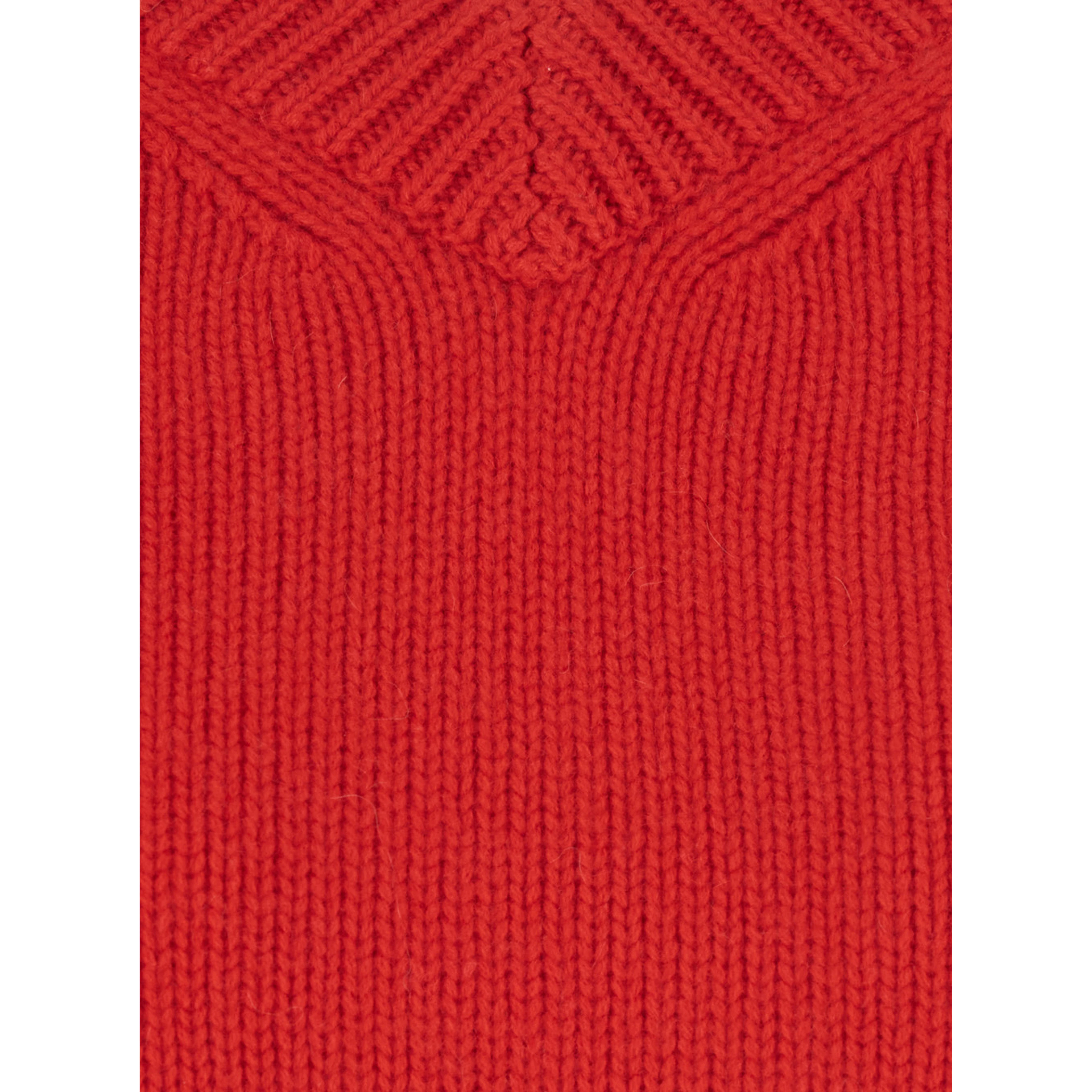 Chunky V NECK Sweater with long sleeves in white cashmere for women