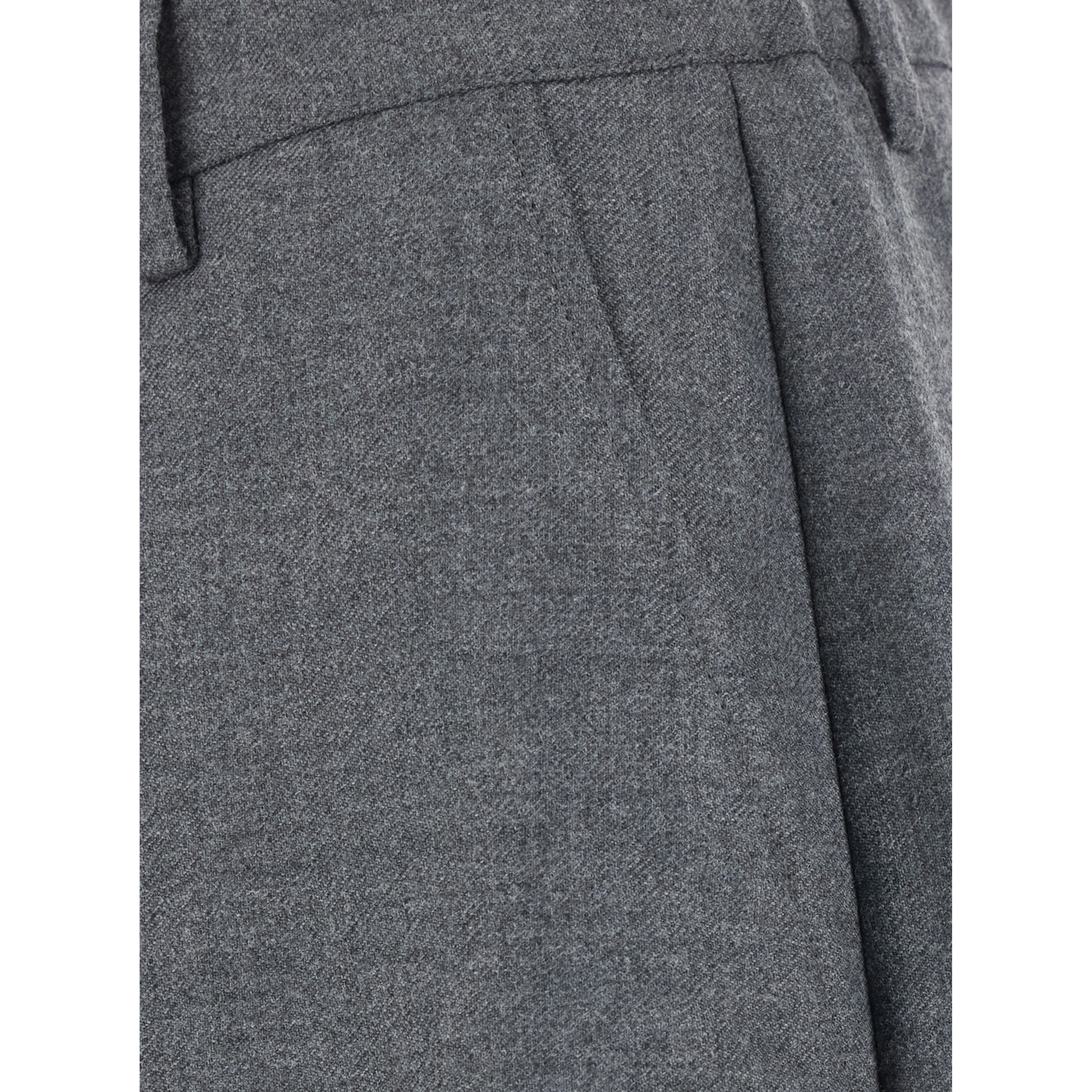 Brushed Wool Pants with pockets and gray hems men
