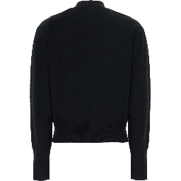 CUTOUT PULL with V-neck and long sleeves in black viscose for women