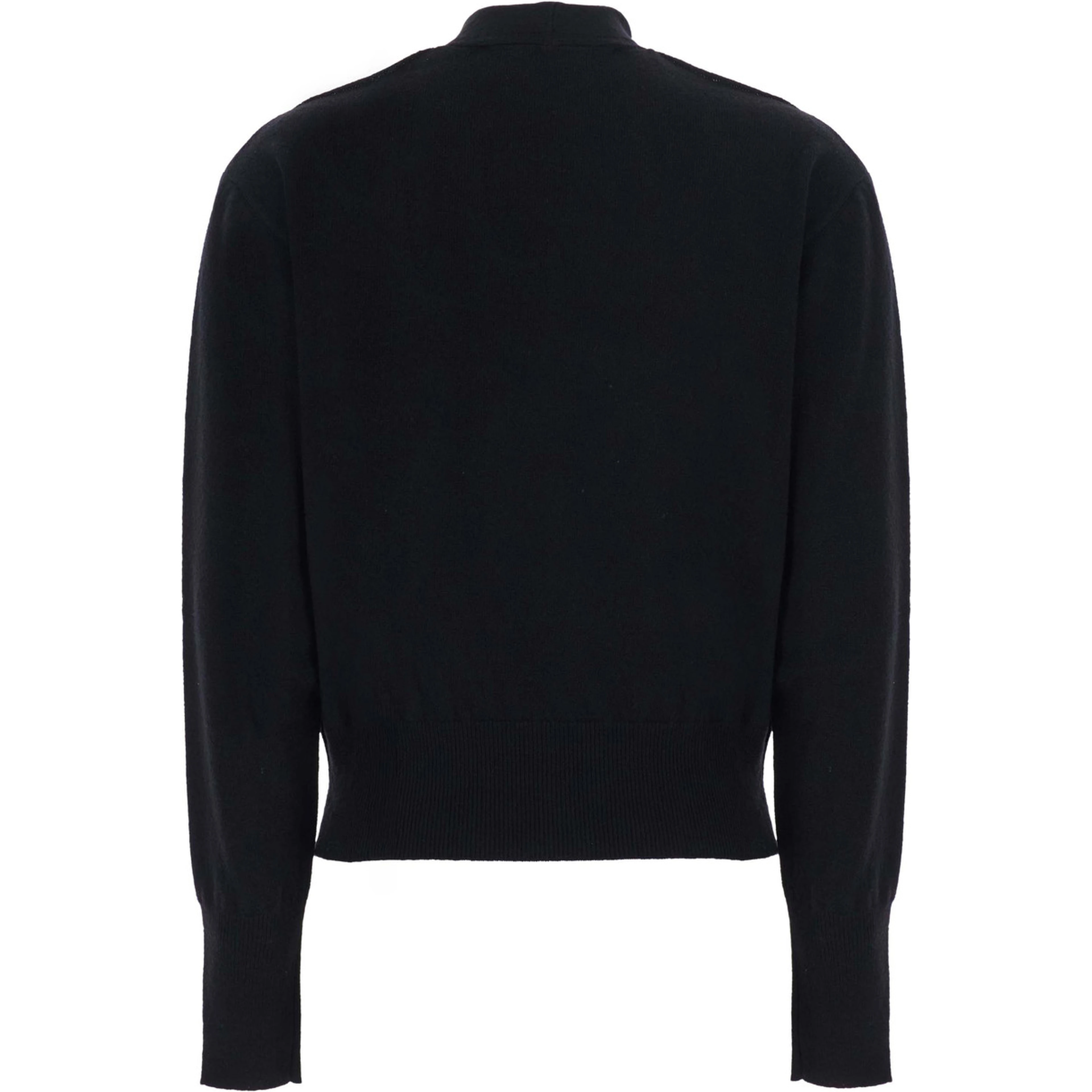 CUTOUT PULL with V-neck and long sleeves in black viscose for women