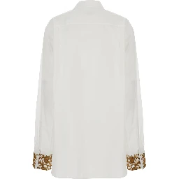 Shirt CHEERS with pointed collar and long sleeves in white cotton for women