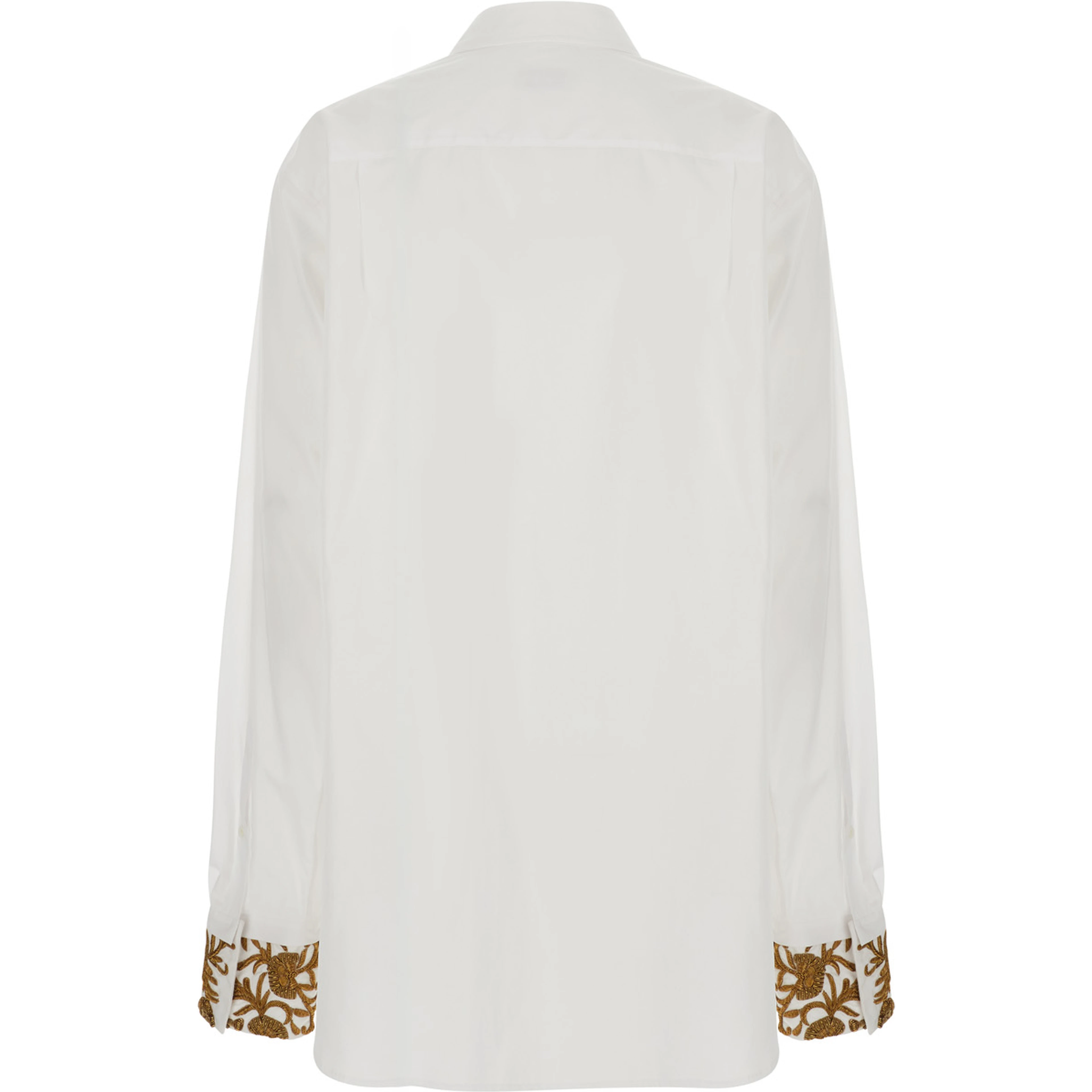 Shirt CHEERS with pointed collar and long sleeves in white cotton for women