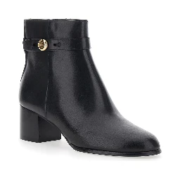 Romy Boots with 50 MM Heel in Black Leather for Women