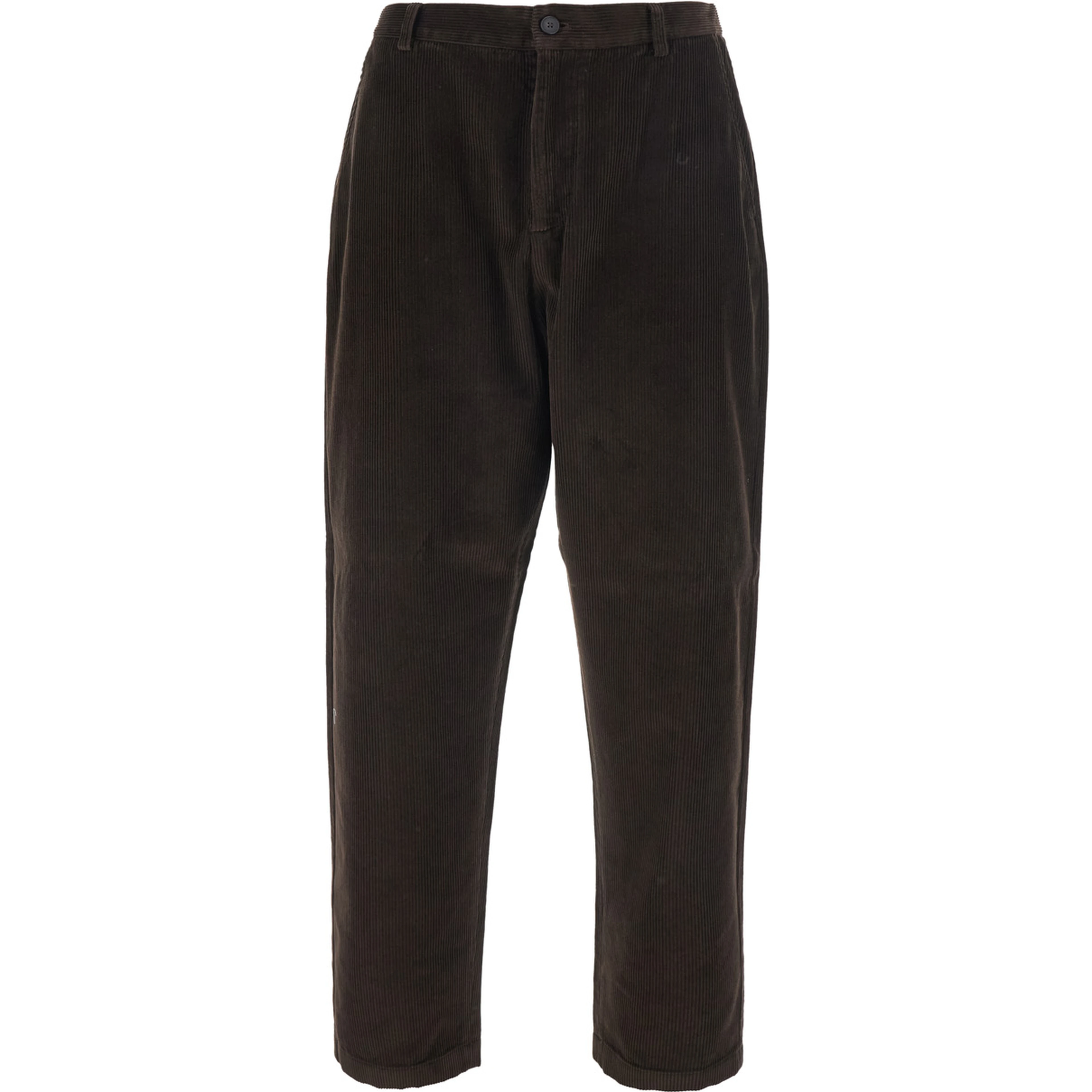Corduroy Pants with Pockets and Straight Hem, in Cotton, Brown, Men