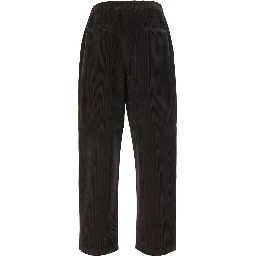Corduroy Pants with Pockets and Straight Hem, in Cotton, Brown, Men