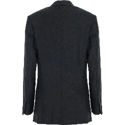 DOUBLE BREASTED BLAZER with notched revers and double-breasted closure in Polyester and Virgin Wool in gray for men