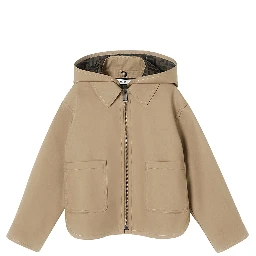Jacket with logo and patch in tech fabric brown for boy
