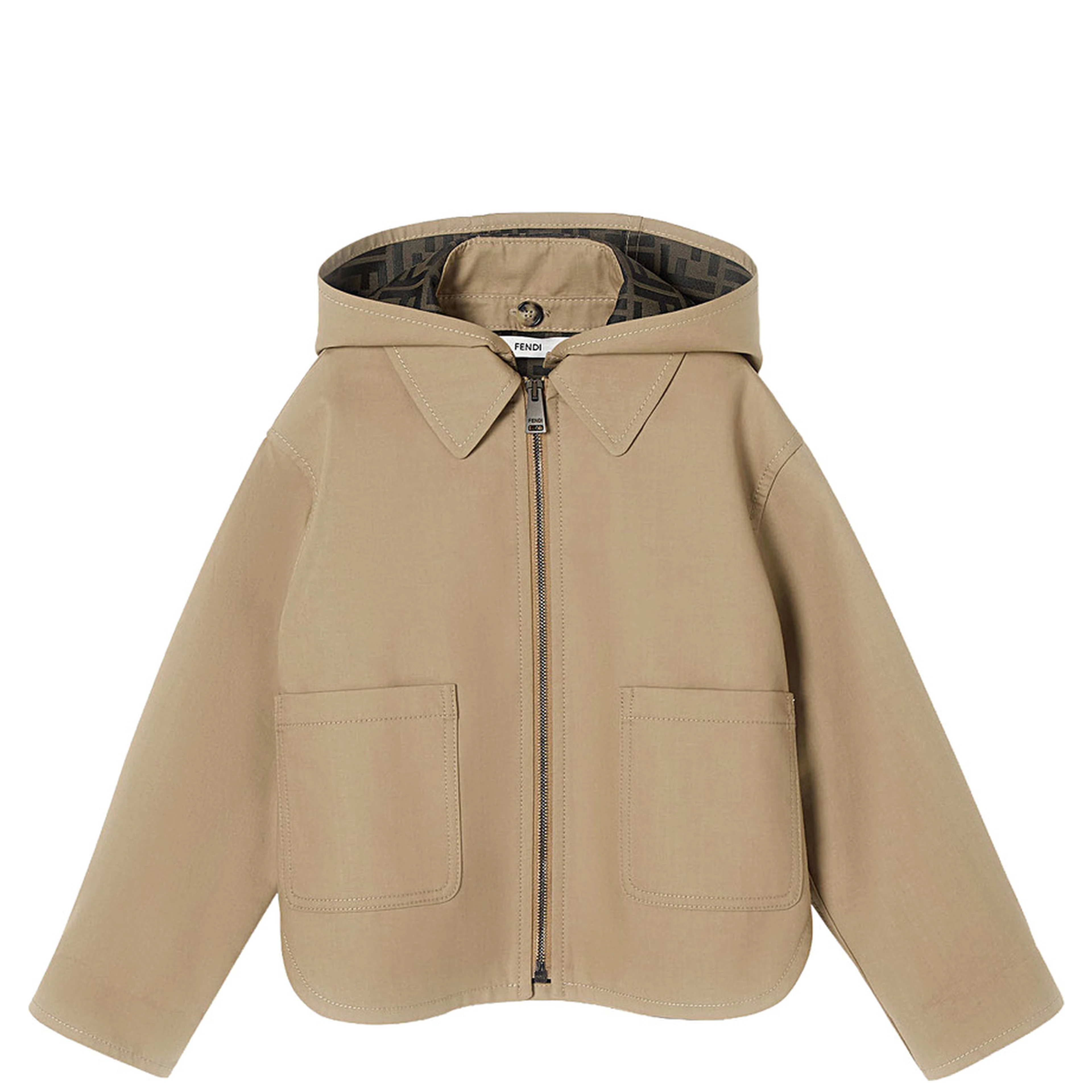 Jacket with logo and patch in tech fabric brown for boy