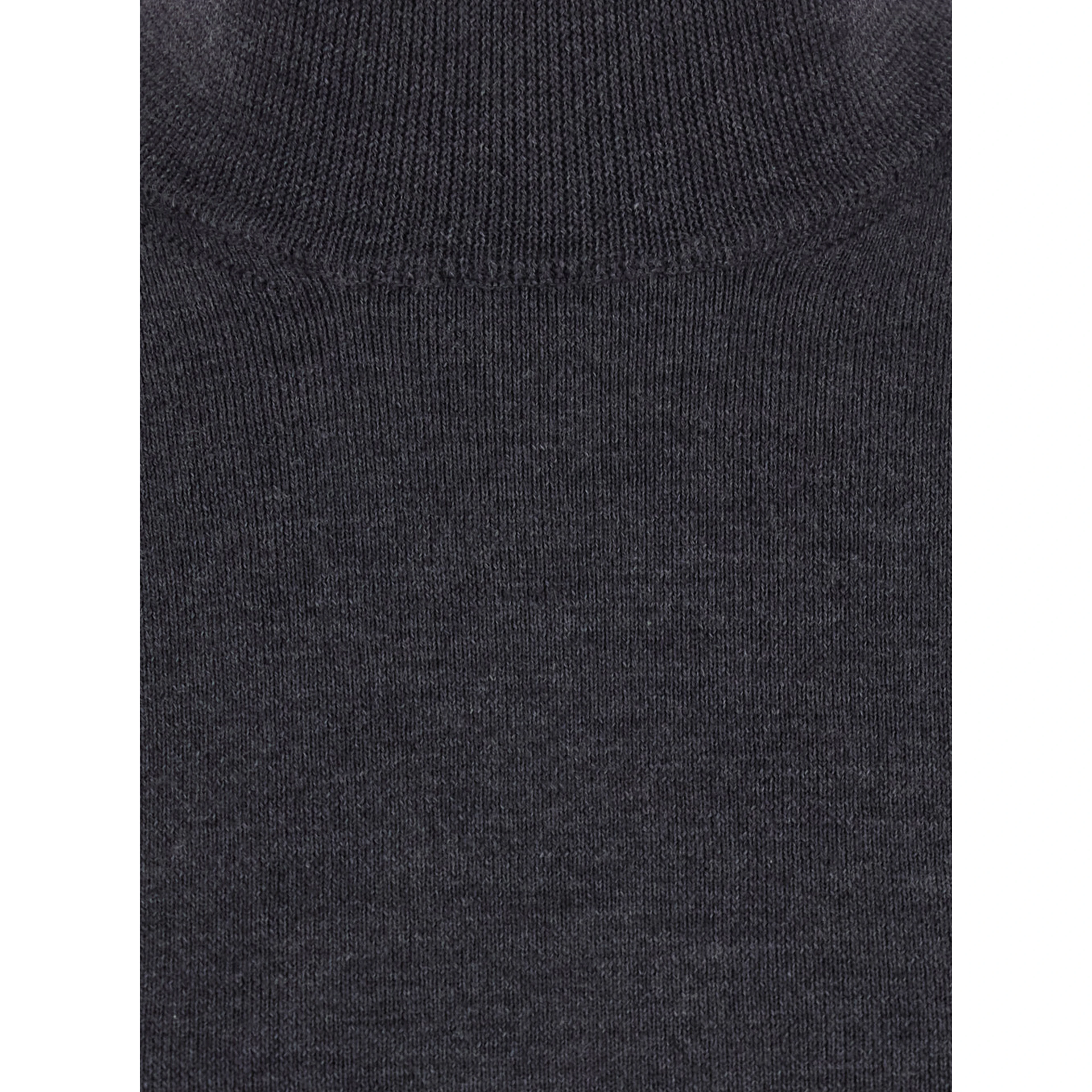 Knit dress with high collar and long sleeves, in fabric, gray, women