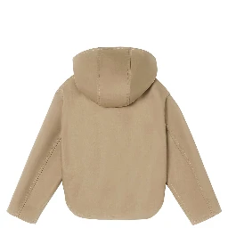 Jacket with logo and patch in tech fabric brown for boy