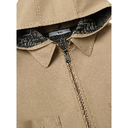 Jacket with logo and patch in tech fabric brown for boy