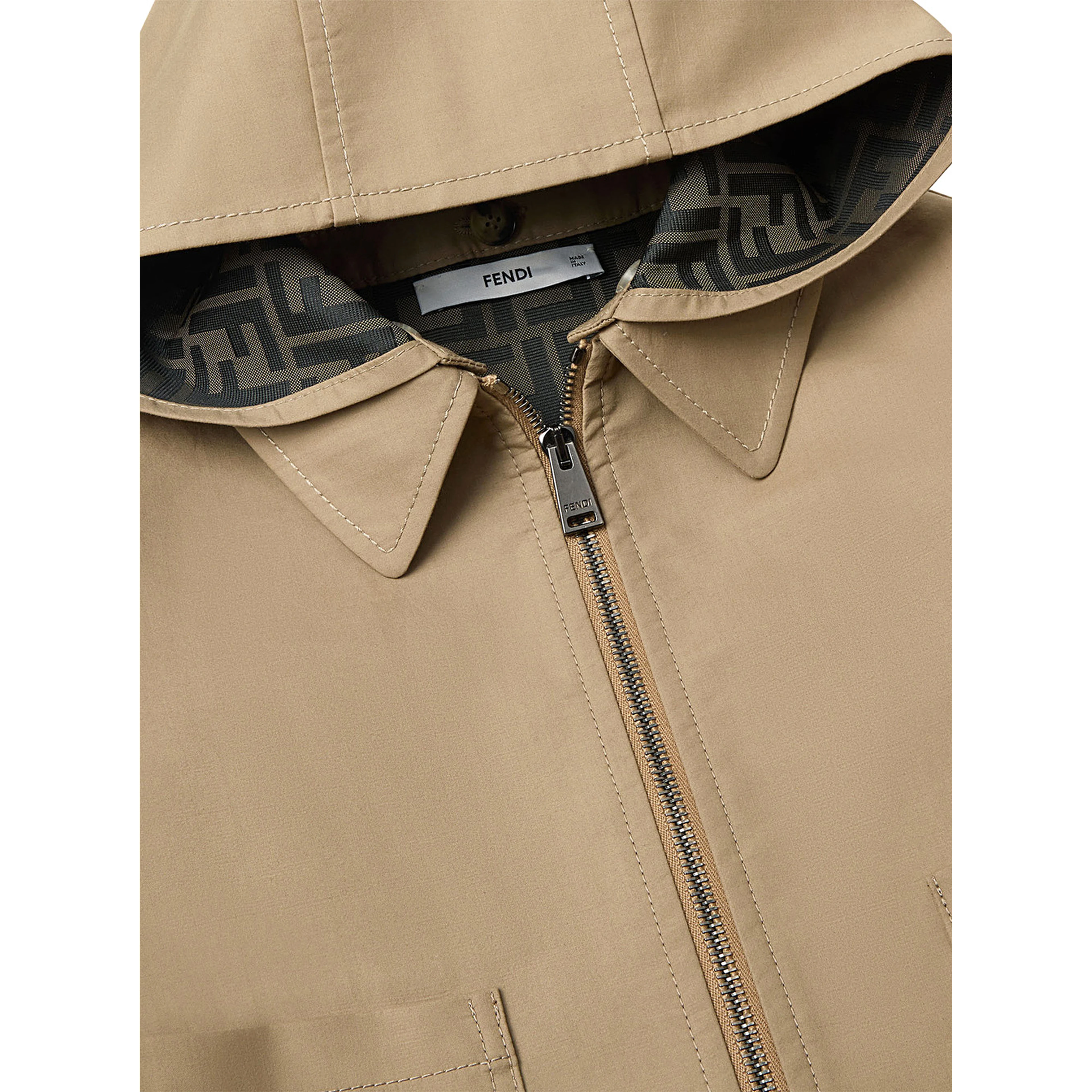 Jacket with logo and patch in tech fabric brown for boy
