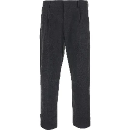 Gray Pants with Side Pockets and High Waist for Men
