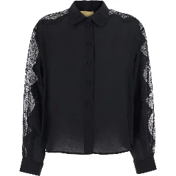 VETRA BIS SHIRT is a black silk shirt for women