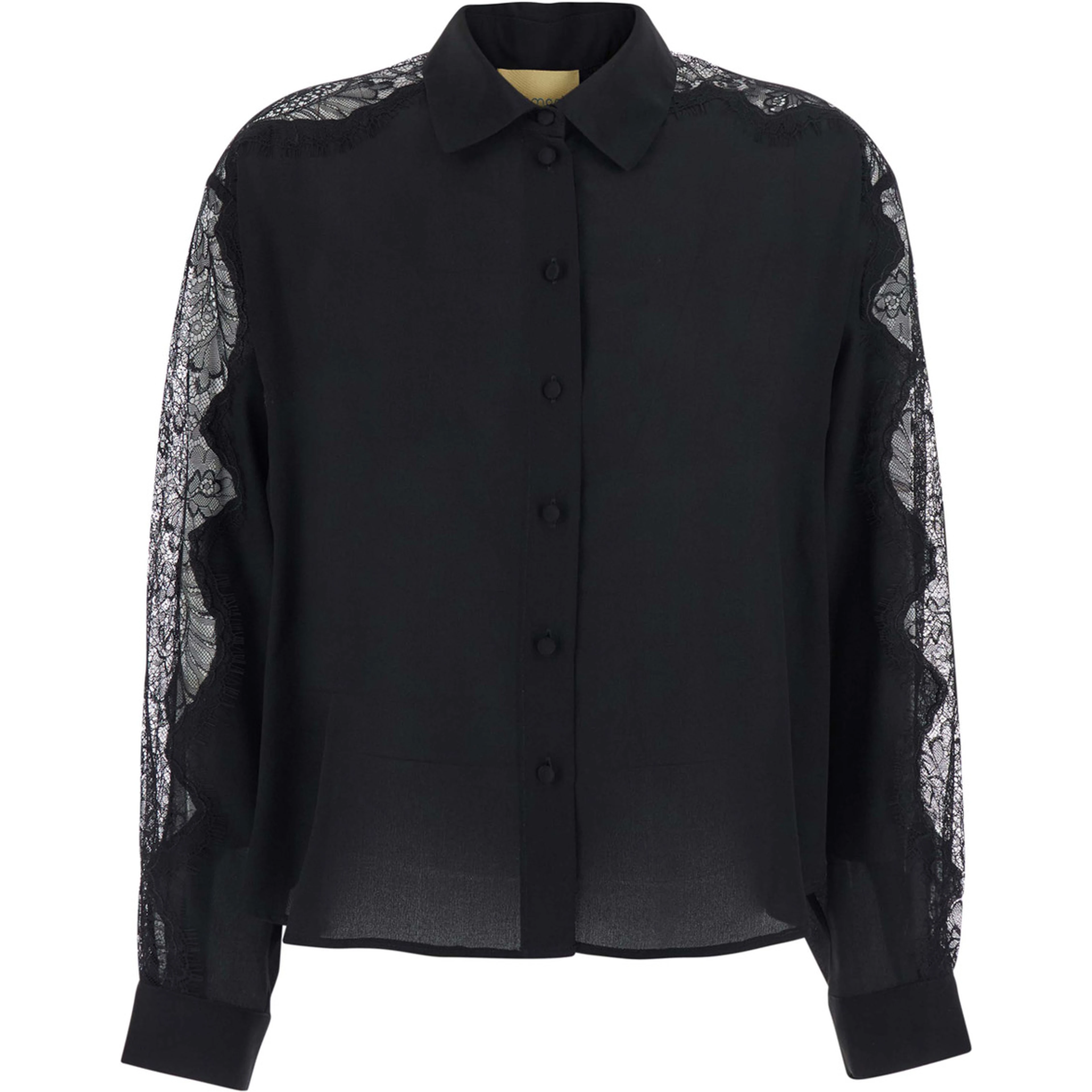 VETRA BIS SHIRT is a black silk shirt for women