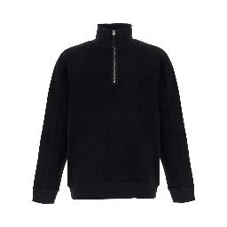 SWEATSHIRTS POLO COLLAR IN BRUSHED EMERIZED DIAGONAL FLEECE with polo collar and long sleeves in brushed fleece black color men