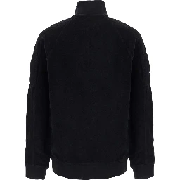 SWEATSHIRTS POLO COLLAR IN BRUSHED EMERIZED DIAGONAL FLEECE with polo collar and long sleeves in brushed fleece black color men