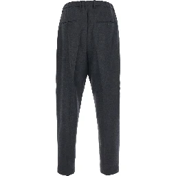 Brushed Wool Pants with Pockets and Grey Hems for Men