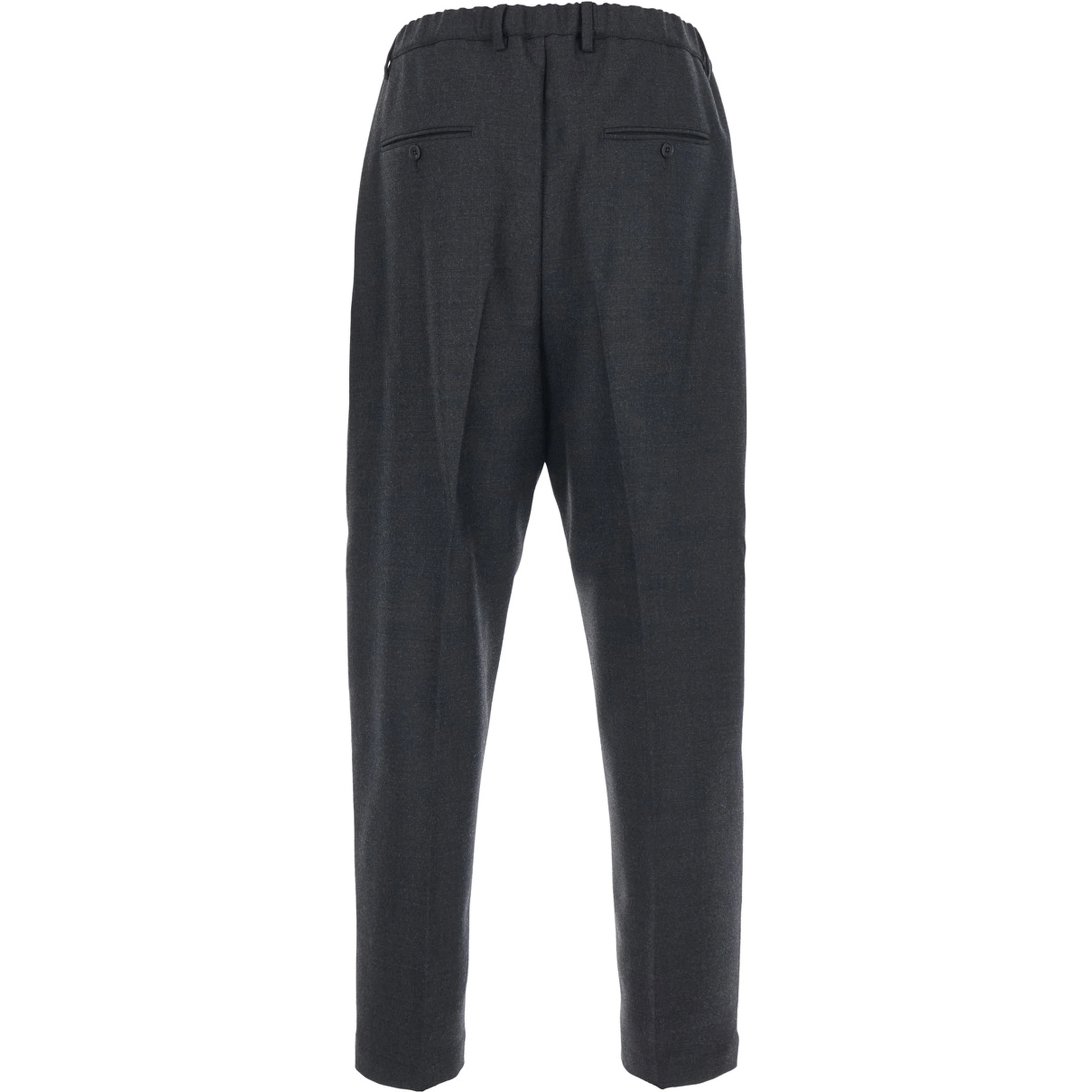 Brushed Wool Pants with Pockets and Grey Hems for Men
