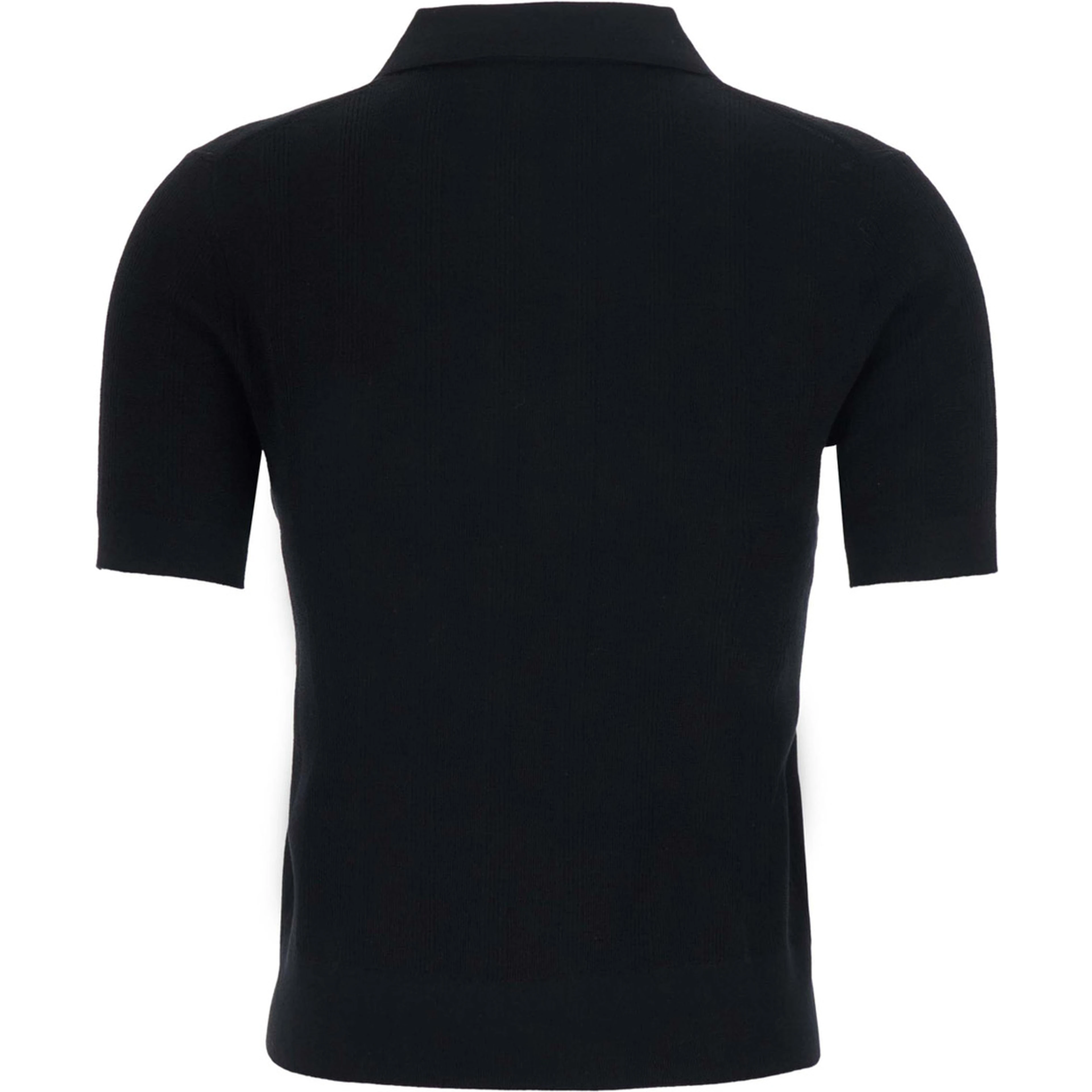 Simone Wool Polo Black with Long Sleeves and V-Neck for Women
