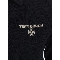 Simone Wool Polo Black with Long Sleeves and V-Neck for Women